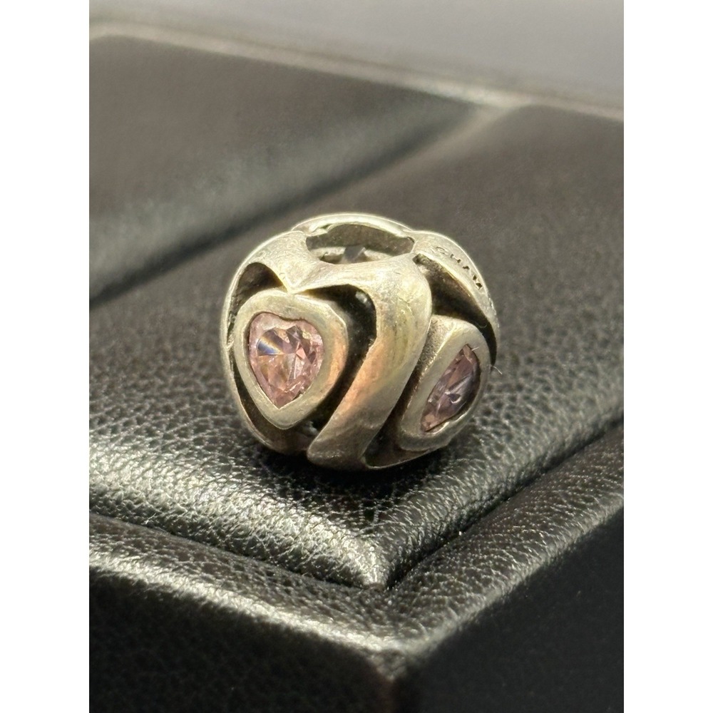 Chamilia Sterling Silver Pink Cubic Zirconia Heart Charm 925 E29